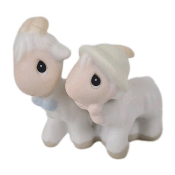 Precious Moments Goats Christmas Figurine 163694 Nativity Set Two By Two 1992 - Picture 1 of 5